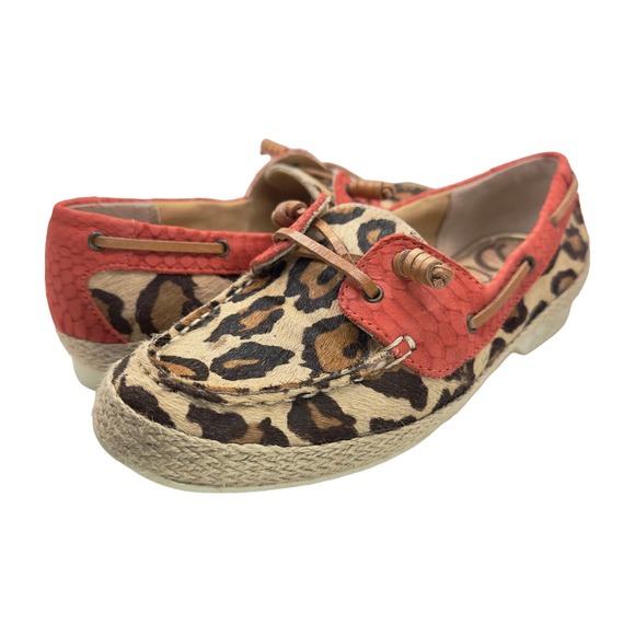 Sam Edelman | Women | Sebastian Leather Fur Leopard Slip On Boat Shoes | 6 M - Picture 1 of 13